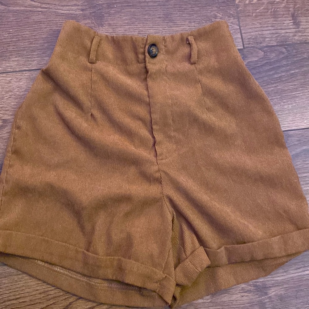 SHEIN high waist corduroy paper bag shorts